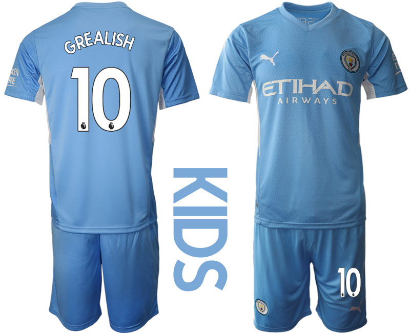 Youth 2021-2022 Club Manchester City home blue #10 Soccer Jerseys->customized soccer jersey->Custom Jersey